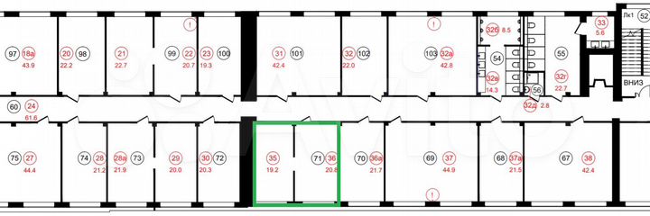 Блок офисов в бизнес-центре с новым ремонтом 40 м²
