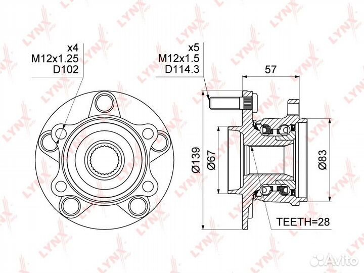 Ступица колеса зад прав/лев