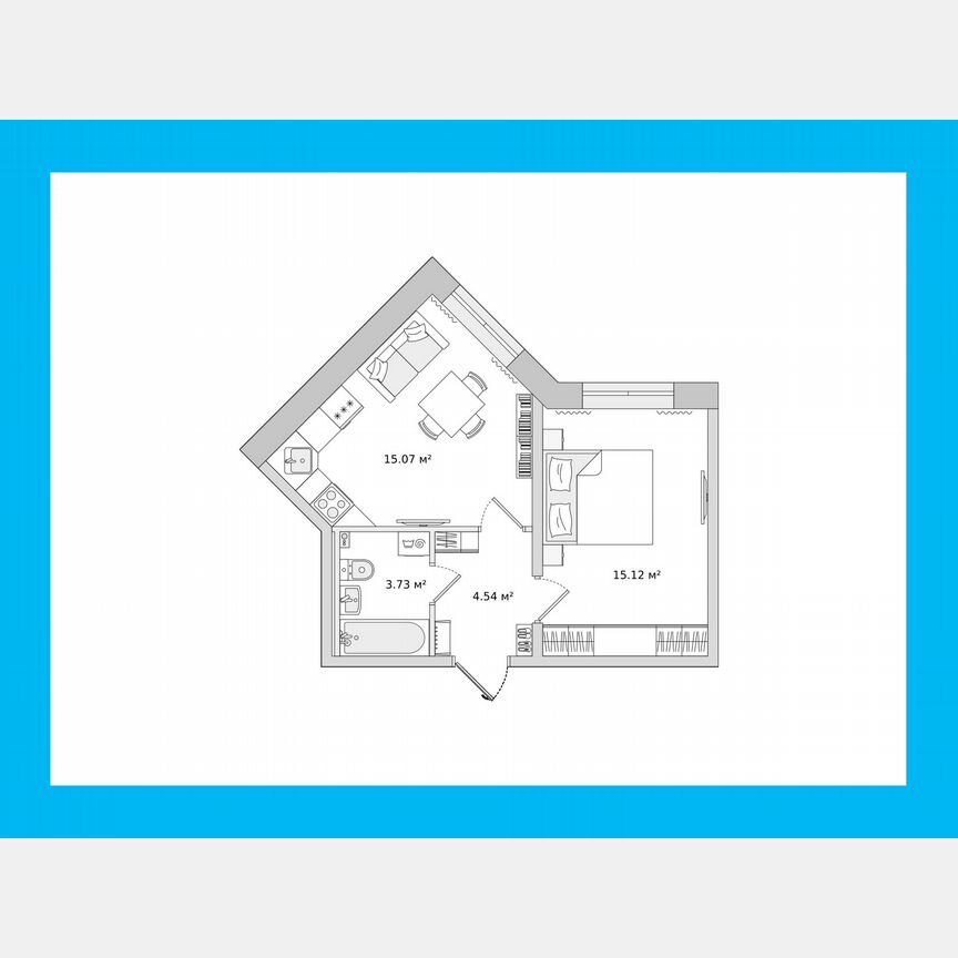 1-к. квартира, 38,5 м², 2/15 эт.
