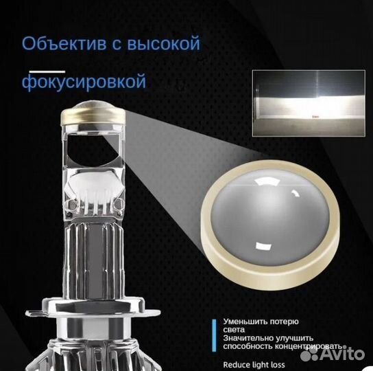 Комплет светододных ламп с линзой Н7 (2шт)