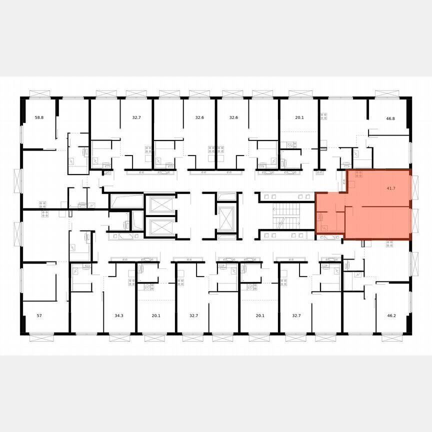 1-к. квартира, 41,7 м², 2/19 эт.