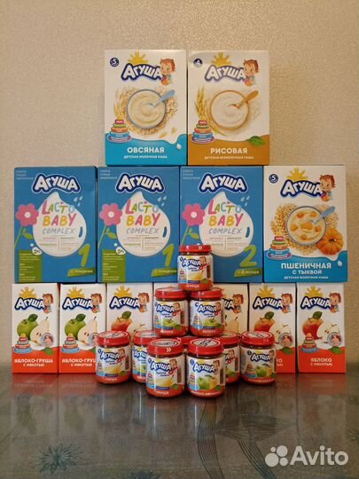 Фруктовое пюре, смеси, каши Агуша