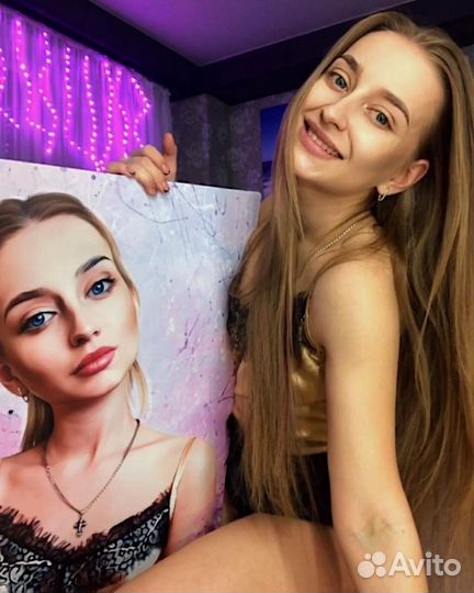 Печать на холсте картин портретов фото подарок