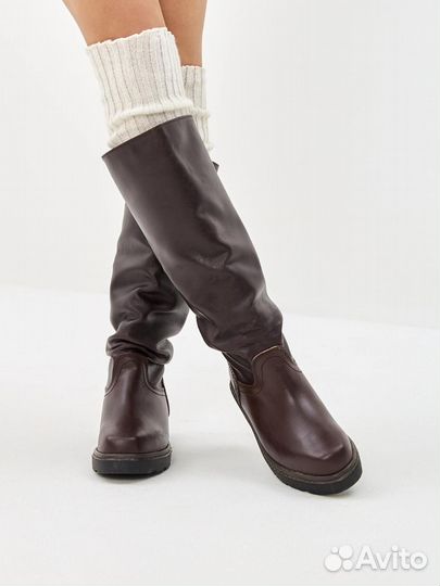 Удобные женские сапоги с легким мехом