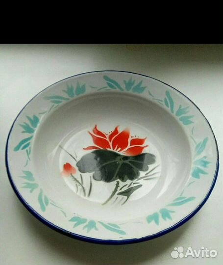 Тарелка эмалированная противень Винтаж