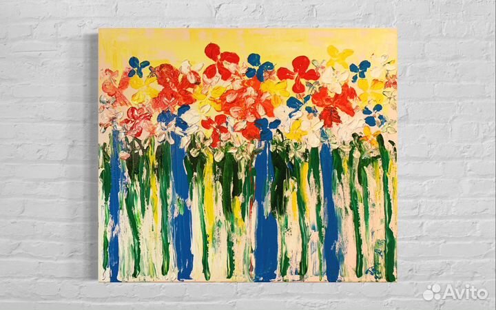 Картина текстурная «Летние цветы», масло, холст