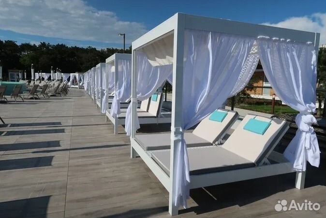 Шторы, потолок, матрас для Бунгало