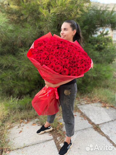 Роза 101, 51 Эквадор высота 40,50,60,70,80,90см