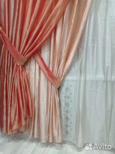 Шторы из 3х видов,шелковой матовой вуали 3м выс