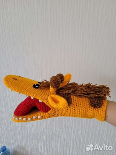 Вязанная логопедическая игрушка Жираф