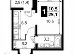 Квартира-студия, 25,1 м², 4/24 эт.
