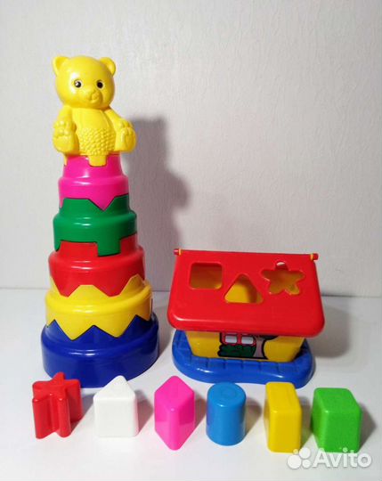 Набор мирамидка + домик- сортер