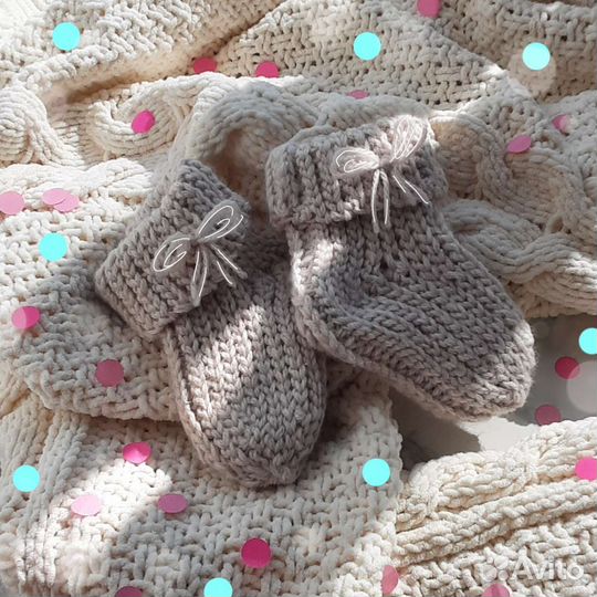 Гипоаллергенные вязаные носочки для новорождённого