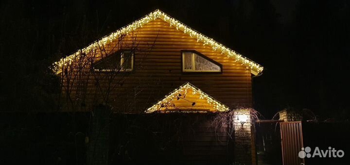 Освещение фасада. Монтаж гибкого неона и новогодни