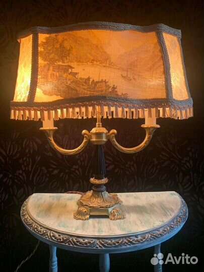 Антикварная настольная лампа, бронза. Франция