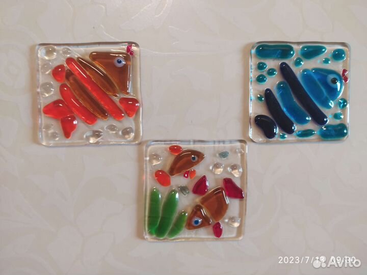 Декор для ванной в технике фьюзинг, ручная работа