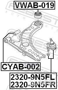 Опора шаровая нижнего рычага перед лев audi A1