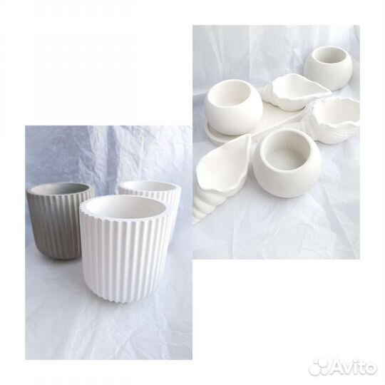 Кашпо из гипса, бетона