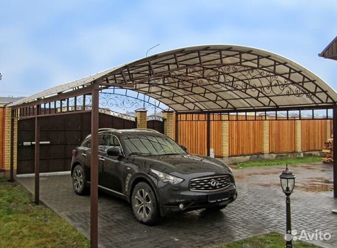 Металлический навес двухскатный