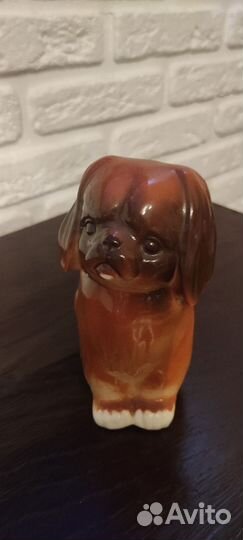 Фарфоровая статуэтка собака лфз Пекинес