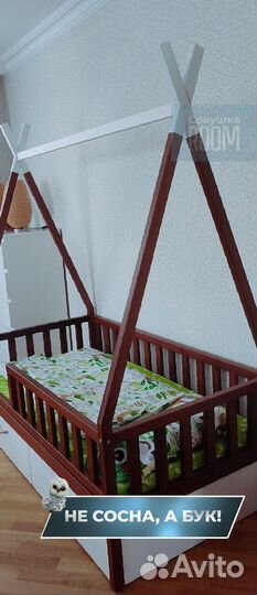 Детская Кровать из бука домик