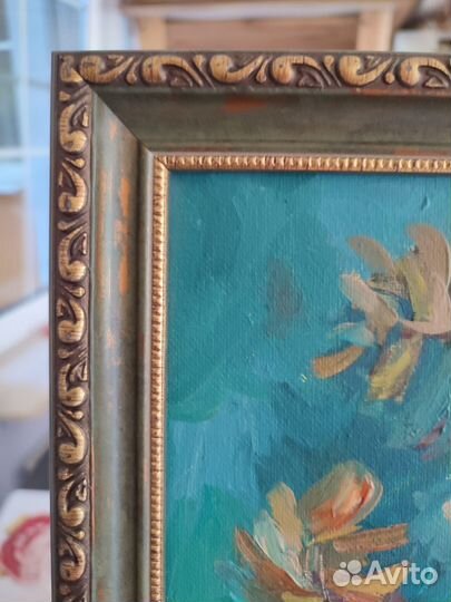 Картина маслом на холсте цветы рябина осень 40х50