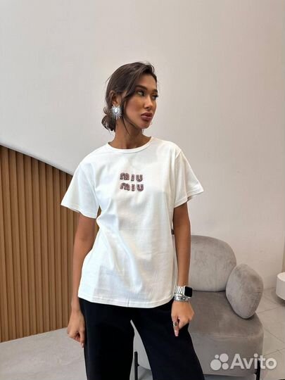 Футболка хлопковая Miu miu (хит 2025)