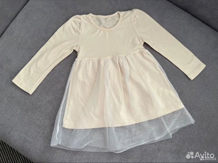 Новое белое платье пачка сетка на девочку 80 86