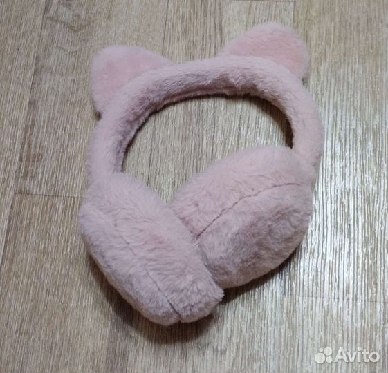 Детские меховые наушники для девочки, розовые