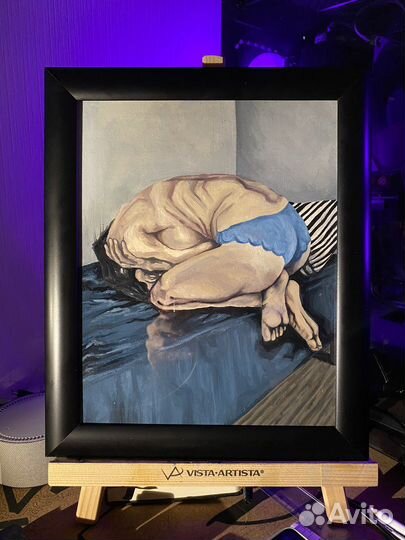 Картина маслом 20х25. Девушка в комнате