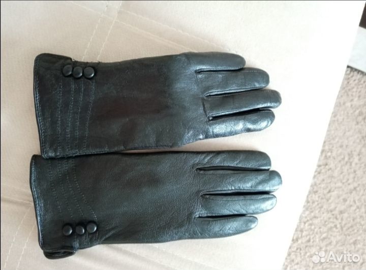 Перчатки женские кожаные новые 6 демисезонные
