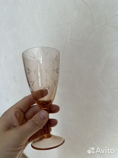 2 набора фужеров и стакан из цветного стекла СССР