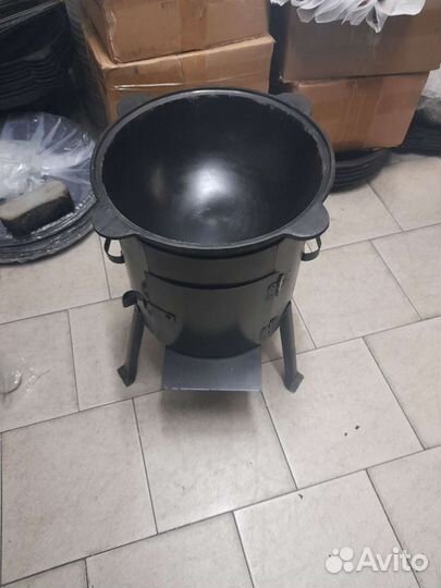 Чугунная казан с крышкой сковорода