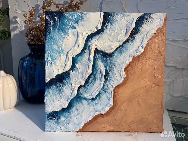 Картина Море 30х30 см текстурная интерьерная