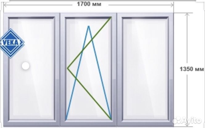 Пластиковое окно 1350х1700 под заказ