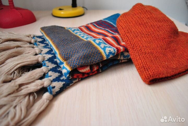 Шапка + шарф кирпичного цвета женская