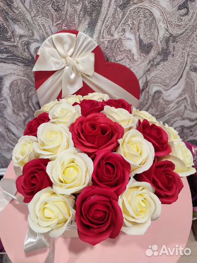 Сердце букет из мыльных цветов