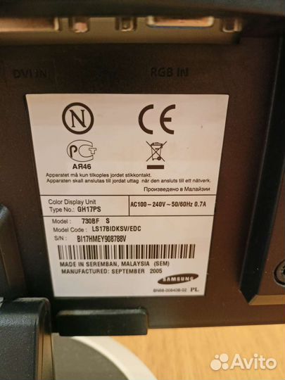 Монитор Samsung syncmaster 730BF