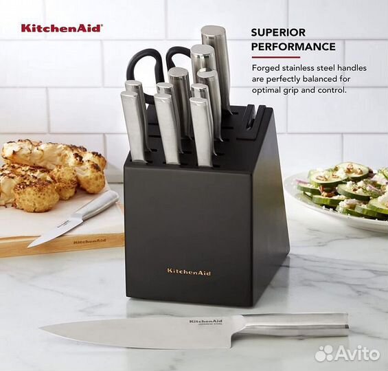 Оригинальный набор ножей Kitchenaid стальными руч