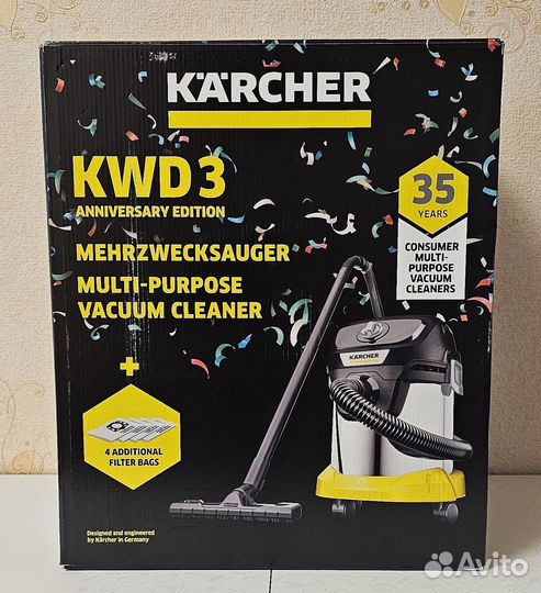 Новый пылесос Karcher KWD 3 S V-15/4/20.Чек.Гар-ия