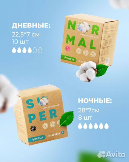 Женские гигиенические прокладки intilia