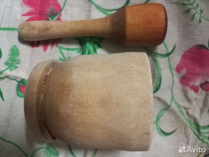 Ступка с пестиком 2 шт, натуральное дерево