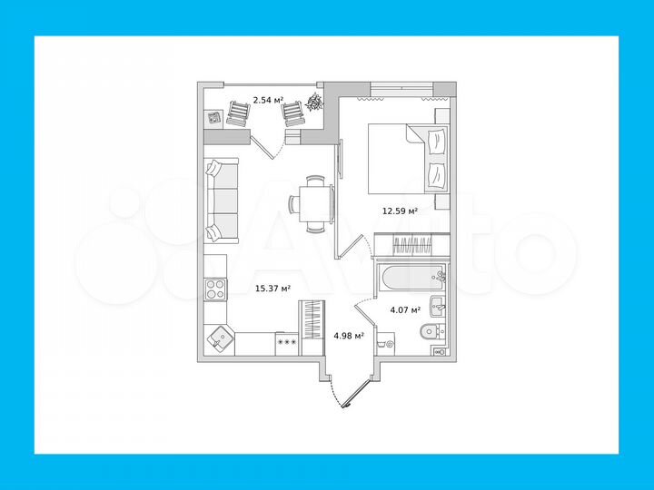 1-к. квартира, 41,4 м², 20/23 эт.