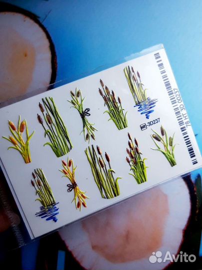 Слайдеры для ногтей, лягушки, камыши,рыбки