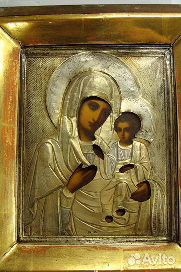 Икона Богоматерь Оклад серебро 84 проба киот