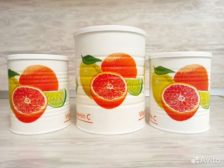 Набор банок Фрукты 3 шт. ручная работа