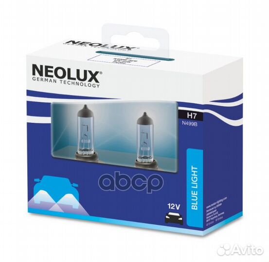 К-т лампа H7 12V 55W blue light N499B2SCB Neolux