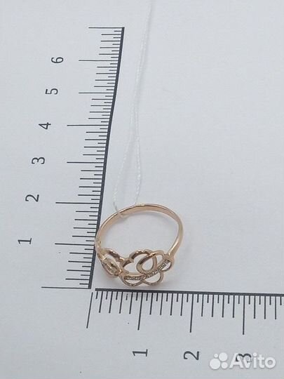 Золотое кольцо с фианитом 16,5р