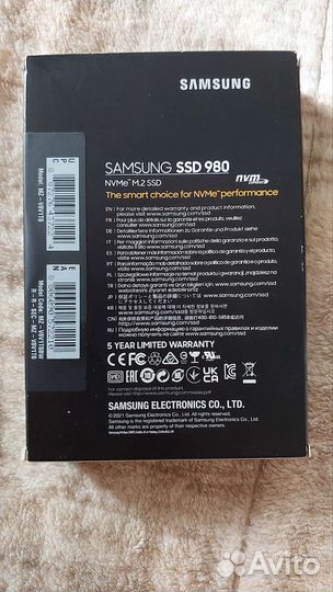 SSD диск samsung M.2 980 1000 Гб PCIe Gen 3.0 x4