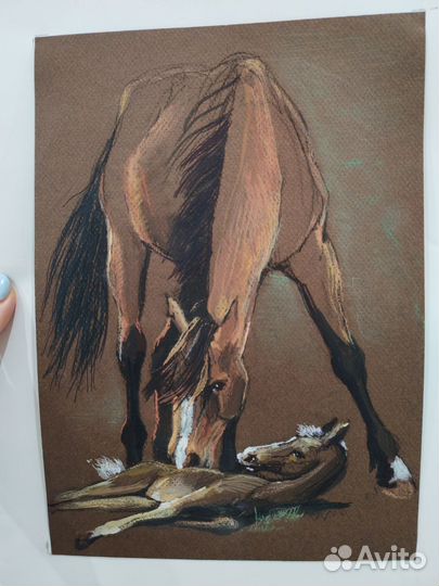 Картина. Лошадь с жеребенком